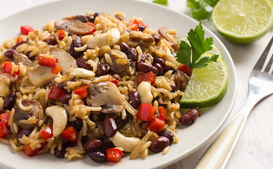 Ensalada de arroz con champiñones