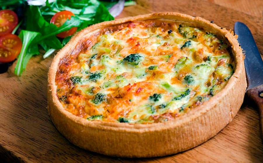 Quiche de salmón y queso de cabra