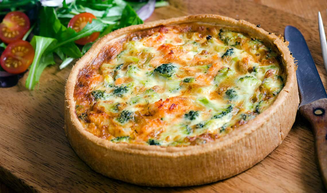 Quiche de salmón y queso de cabra