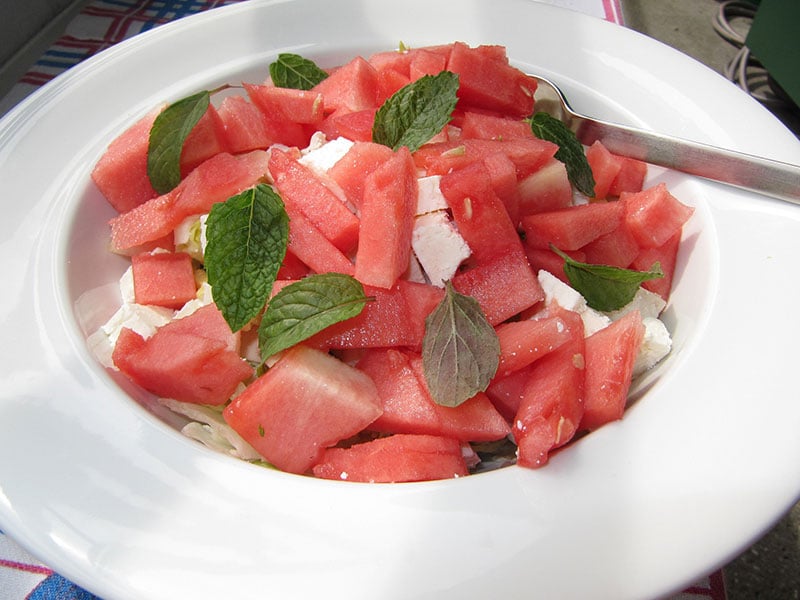 Ensalada con sandía y menta