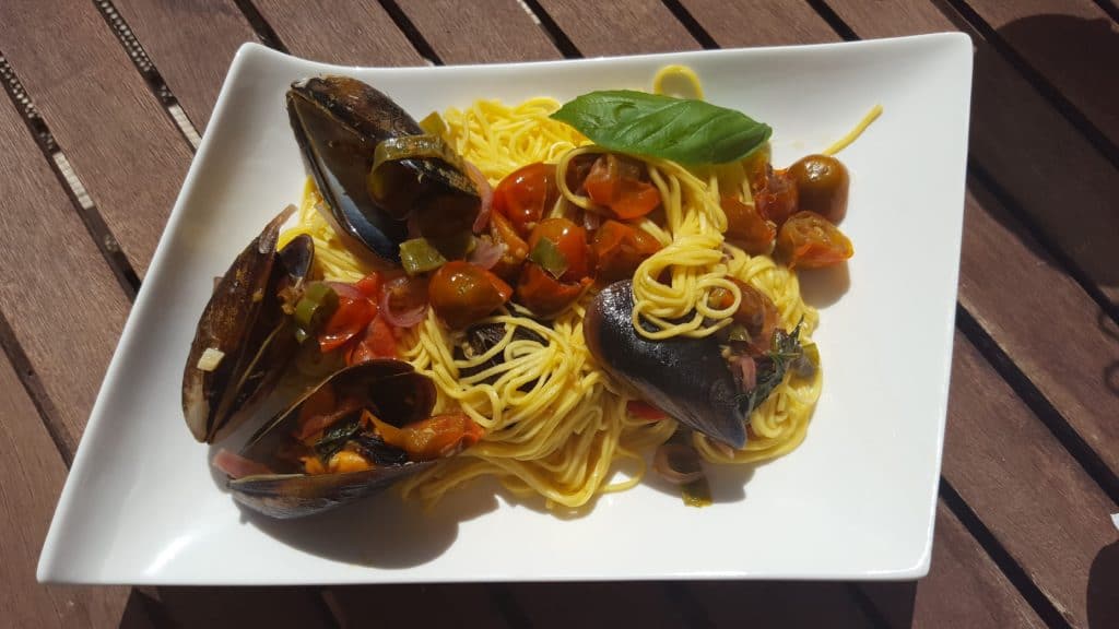 Pasta con mejillones