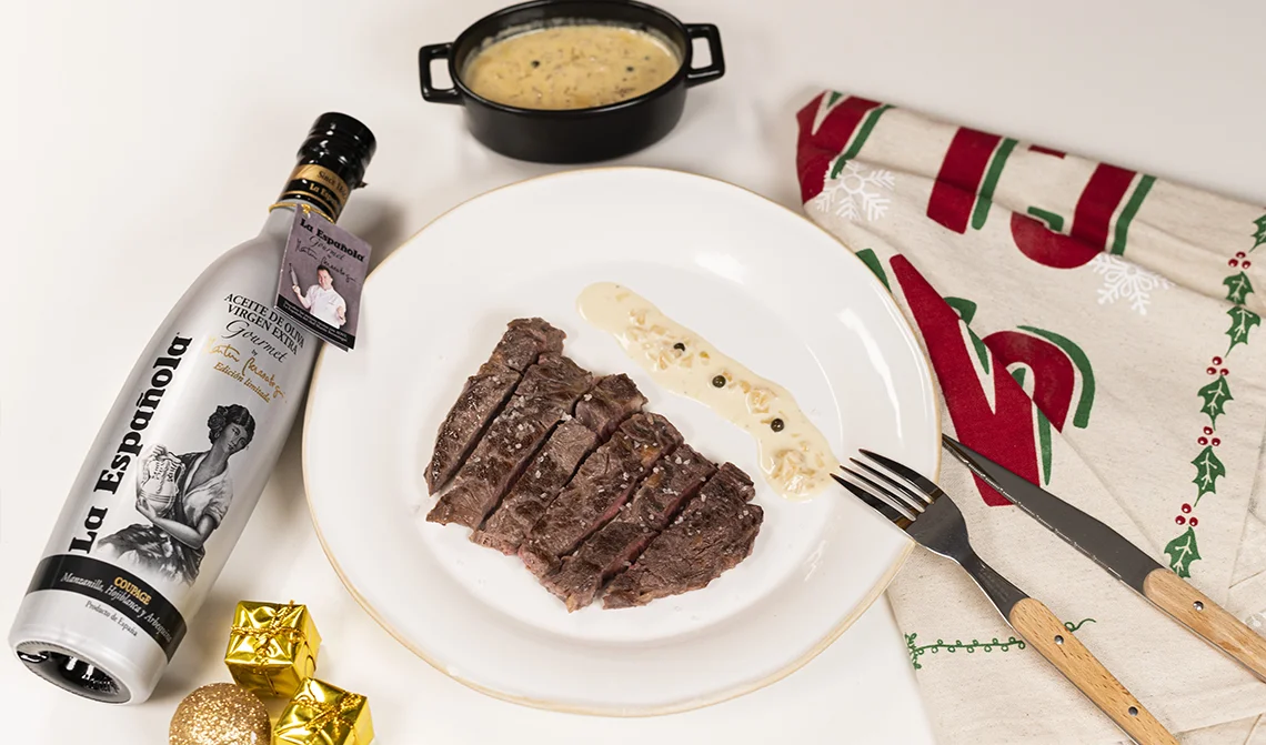 entrecot a la plancha con salsa a la pimienta